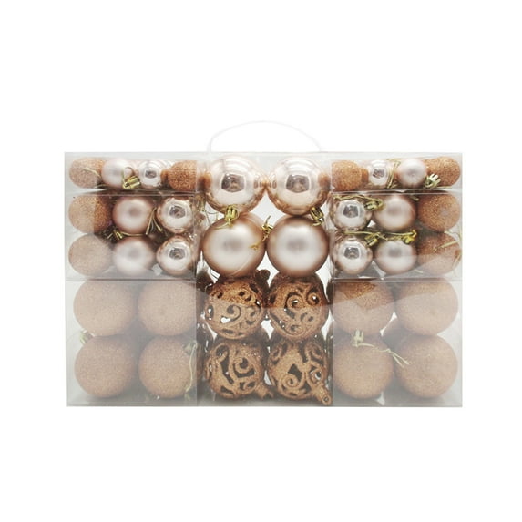 Christmas Tree Decorations, 100pcs Christmas Ball Ornaments Christmas Hollow Colored Balls Christmas Tree Decoration Set, Rose Gold