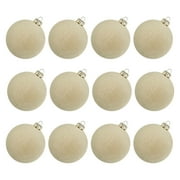 Mikilon Christmas Tree Decorations, 12 Pcs Velvet Christmas Balls Flocked Christmas Tree Ball Ornaments Plastic Balls Xmas Decorative Hanging Ornaments Christmas Tree Decoration 2.36 Inch, Beige