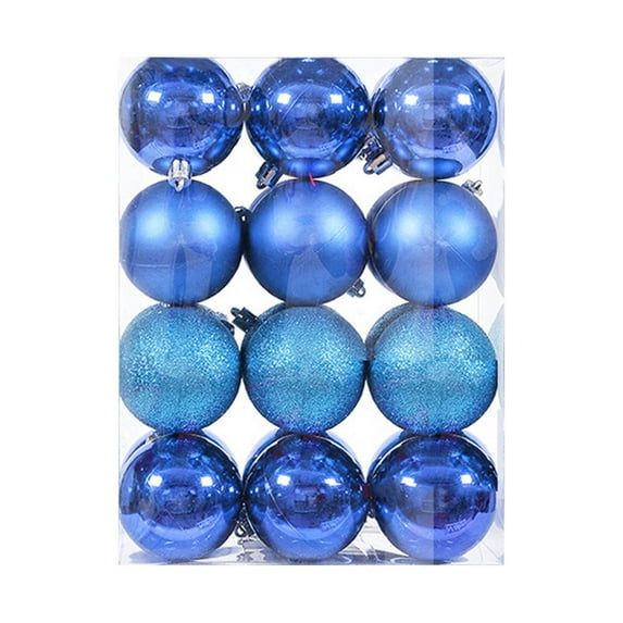 Mikilon Christmas Tree Decorations, 24PCS Christmas Tree Ornament Pendant Party Supplies Tree Hanging Plastic Ball 3cm/1.18in, Blue