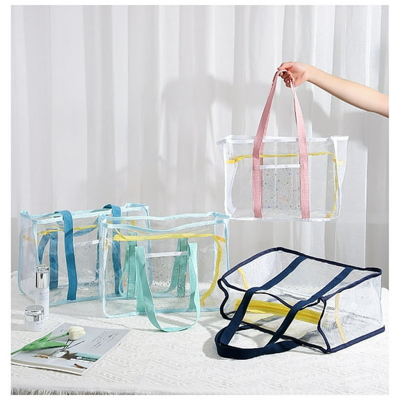Mikilon Clear Beach Bag for Women, Large Clear Tote Bag for Stadium Events - Zipper Closure, Waterproof, Sandproof