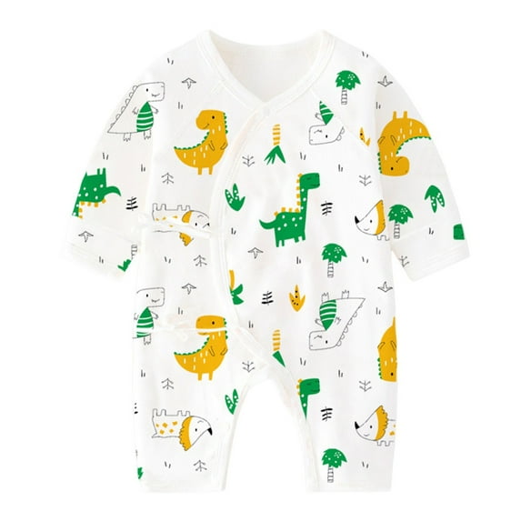 Mikilon Cute Graphic Print Rompers for Baby Sweet Round Neck Short Sleeve Side Drawstring Rompers Spring and Summer Comfortable Breathable Rompers ,Size 0 Month-6 Months