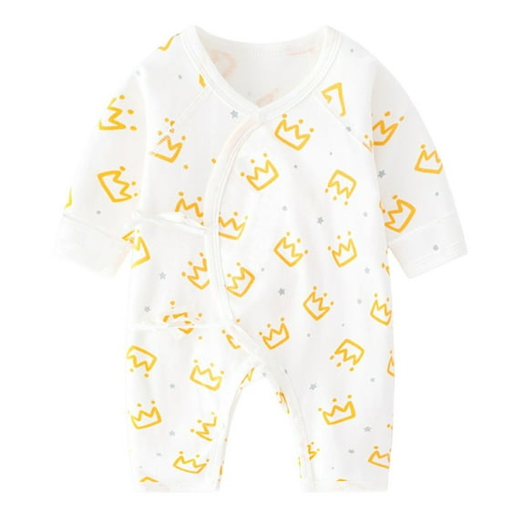 Mikilon Cute Graphic Print Rompers for Baby Sweet Round Neck Short Sleeve Side Drawstring Rompers Spring and Summer Comfortable Breathable Rompers ,Size 0 Month-6 Months