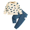 thumbnail image 1 of Mikilon Cute Graphic Print Sweatshirts Sets for Boys Size 6 Months-2 Years Casual Loose Long Sleeve Sweatshirts Solid Color Long Pants, 1 of 3