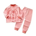 thumbnail image 1 of Fesfesfes Cute Printed Pajama Sets for Kids Size 0 Month-3 Years Round Neck Long Sleeve Pajama Shirts Elastic Waist Wide Leg Baggy Pajama Pants, 1 of 3