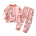 thumbnail image 1 of Fesfesfes Cute Printed Pajama Sets for Kids Size 0 Month-3 Years Round Neck Long Sleeve Pajama Shirts Elastic Waist Wide Leg Baggy Pajama Pants, 1 of 3
