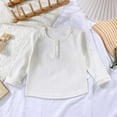 thumbnail image 1 of Mikilon Cute Undershirts for Girls 3M-6Y Long Sleeve Round Neck Tops Spring and Fall Casual Solid Color Undershirts Soft Kids Clothes, 1 of 3
