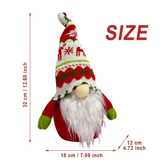 Mikilon Decor Christmas Decorations Home Ornaments, Faceless Old Man Glowing Plush Toy Wool Santa Claus Doll Decoration Desktop Cute Scene Layout, Red