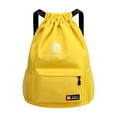 thumbnail image 1 of Drawstring Backpack, Large Capacity Sports Drawstring 18.5" x 13.4", Gym Backpack with Mesh Pocket for Men Women Yellow, 1 of 3