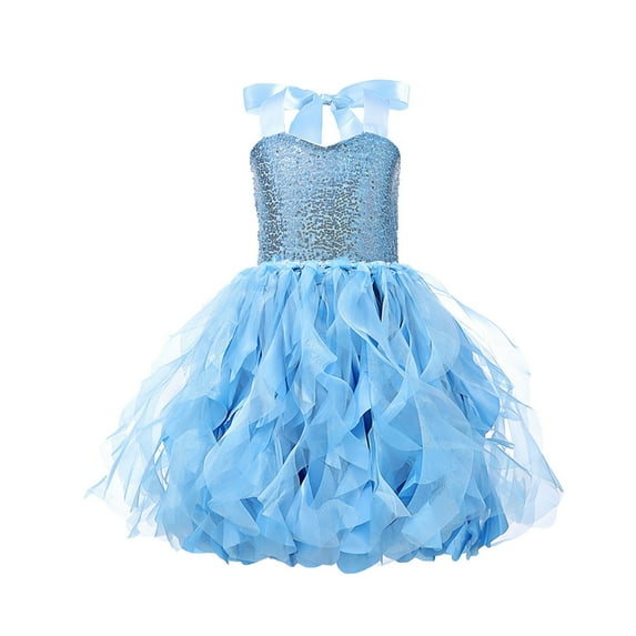 Mikilon Dress for Girls Sparkly Sequin Tulle Princess Birthday Party Prom Outfit Toddler Girls Sneaker Ball Gown Dress