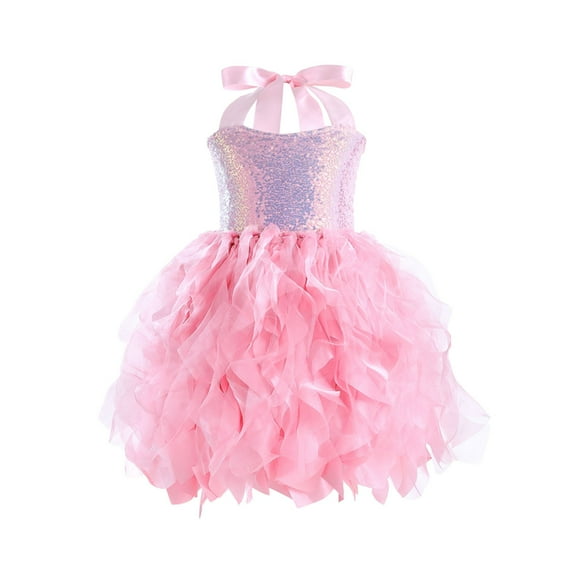 Mikilon Dress for Girls Sparkly Sequin Tulle Princess Birthday Party Prom Outfit Toddler Girls Sneaker Ball Gown Dress