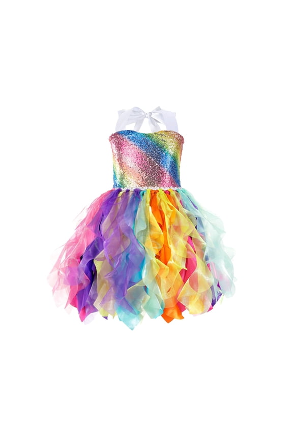 Mikilon Dress for Girls Sparkly Sequin Tulle Princess Birthday Party Prom Outfit Toddler Girls Sneaker Ball Gown Dress