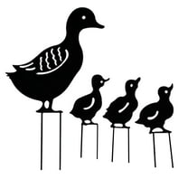 Duck Garden Statue Mallard Duck Statue Metal Lawn Ornaments Hollow Garden Decorations (Black)