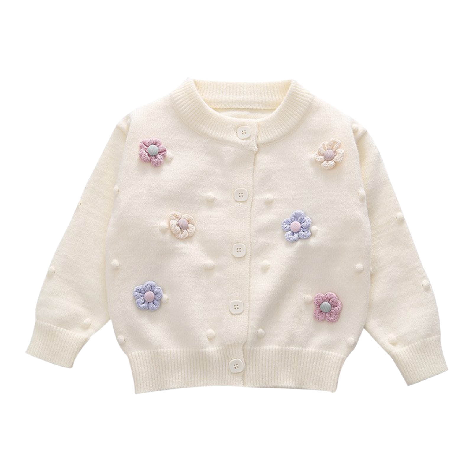 Flower Embroidery Solid Color Round Neck Sweaters Flower Embroidery Solid Color Round Neck Sweaters