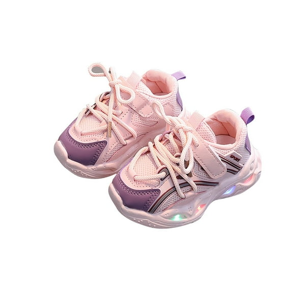 Fesfesfes Fall Girls Luminous Lighting Shoes Size 6 Months-8 Years Patchwork Color Breathable Sports Shoes Versatile Casual Shoes