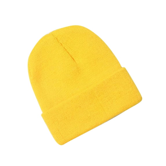 Mikilon Fall and Winter Kids Knitted Hats Solid Color Plus Velvet and Thicken Hats Comfortable Warm Hats