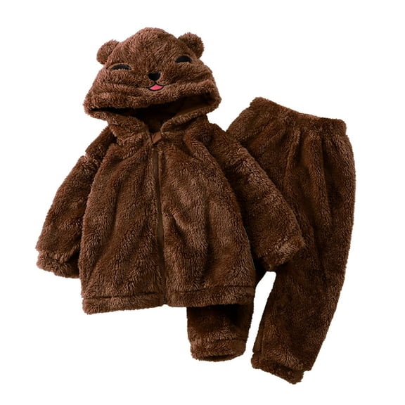 Mikilon Fall and Winter Kids Pajamas Set Size 6 Months-3 Years Flannel Warm Home Wear