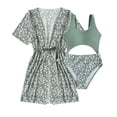 thumbnail image 1 of Mikilon Fashion Girl Floral Short Sleeved Long Outerwear Camisole Swimsuit Two-piece Set, 1 of 3
