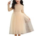 thumbnail image 1 of Mikilon Girl Fall Dress for Kids Tulle Dresses Long Sleeve Double Layer Outfits for Holiday Party 5-12 years, 1 of 6