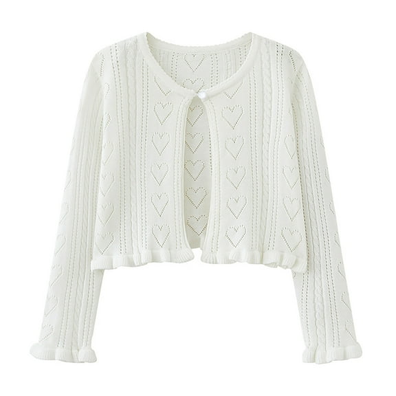 Mikilon Girl Sweaters Size 7-8 Years Comfortable Solid Color Long Sleeve Button-Up Knitted Sweaters Spring and Fall Cute Clothes