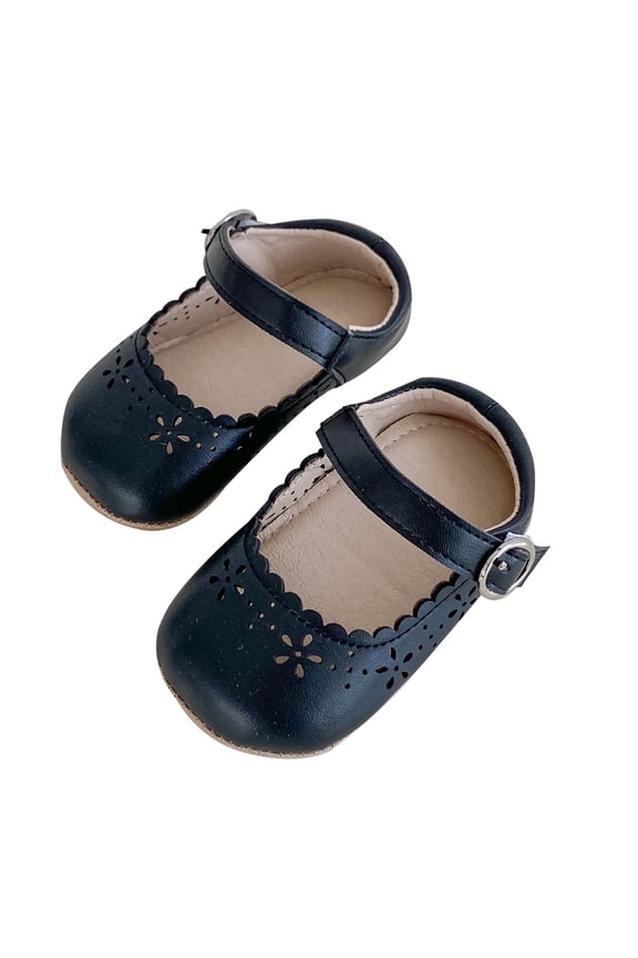 Mikilon Girl's Princess Shoes Size 5-10 Months Soft Sole Comfortable Shoes Solid Color Faux-Leather Shoes