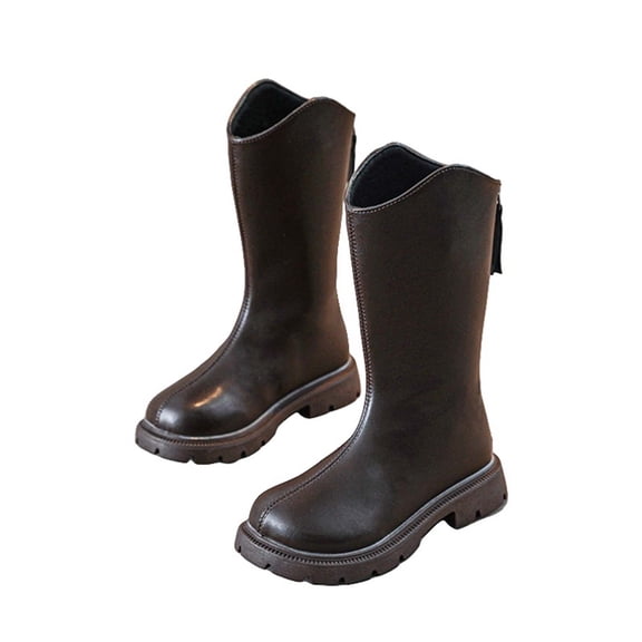 Mikilon Girls Black Snow Boots Size 3-9 Years Winter Plus Velvet and Thicken Princess Boots Comfortable Warm Shoes