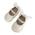 thumbnail image 1 of Mikilon Girls Bow Princess Shoes Size 5-10 Months Solid Color Faux-Leather Shoes Soft Sole Comfortable Shoes, 1 of 3