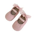 thumbnail image 1 of Mikilon Girls Bow Princess Shoes Size 5-10 Months Solid Color Faux-Leather Shoes Soft Sole Comfortable Shoes, 1 of 3