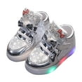 thumbnail image 1 of Mikilon Girls Bow Princess Shoes Size 6-8 Years Fall and Winter Luminous Lighting Shoes Casual Versatile Shoes, 1 of 5