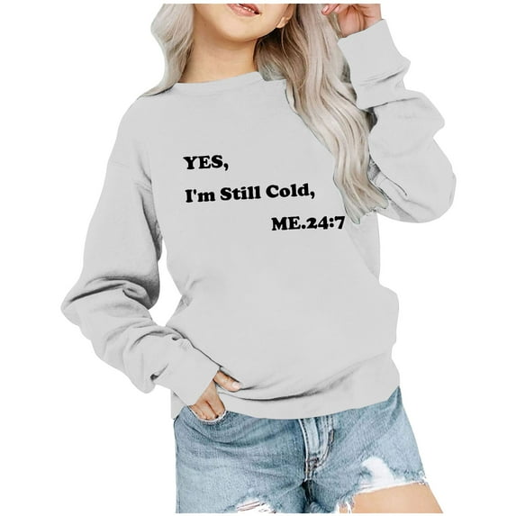 Mikilon Girls and Boys Fashion Tops Size 1-12 Round Neck Comfortable Hoodless Pullover Sweatshirts Cute Long Sleeve Shirts Fall and Winter Casual Solid Color Graphic Clothes
