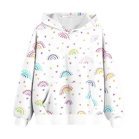 Mikilon Girls Clothes Size 6 Casual Cute Printed Round Neck Clothes Solid Color Graphic Tops Fall and Winter Comfortable Long Sleeve Clothes with Pocket