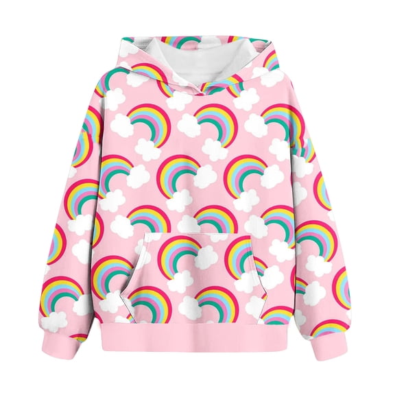 Mikilon Girls Clothes Size 6 Casual Cute Printed Round Neck Clothes Solid Color Graphic Tops Fall and Winter Comfortable Long Sleeve Clothes with Pocket