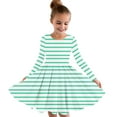 thumbnail image 1 of Mikilon Girls Fashion Striped Dresses Size 4-13 Years Long Sleeve Round Neck Long Dresses Casual Comfortable Daily Clothes, 1 of 4