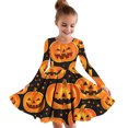 thumbnail image 1 of Mikilon Girls Halloween Dress Size 4-13 Years Fashion Solid Color Graphic Long Sleeve Round Neck Dresses Comfortable Playful Dresses, 1 of 4