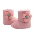thumbnail image 1 of Mikilon Girls High Tube Flower Velvet Shoes Size 0-12 Months Solid Color Soft Sole Shoes Bow Thicken Warm Shoes, 1 of 3