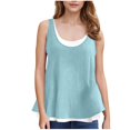 thumbnail image 1 of Fesfesfes Girls Inner Layer Summer Children's Round Neck Fake Double Round Neck Shirt Top Round-Neck Tank Top for Children's 5-14Years(Light Blue,11 Years), 1 of 6