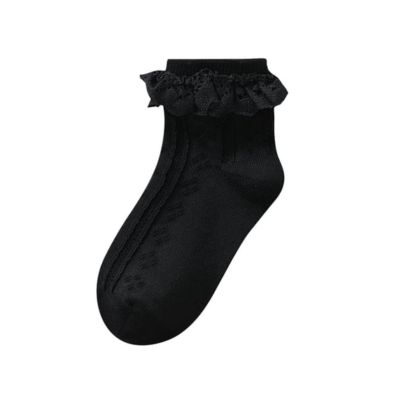 Mikilon Girls Knitted Ruffled Socks Fall and Winter Solid Color Princess Socks Comfortable Warm Socks 0-12 Years Kid's Socks