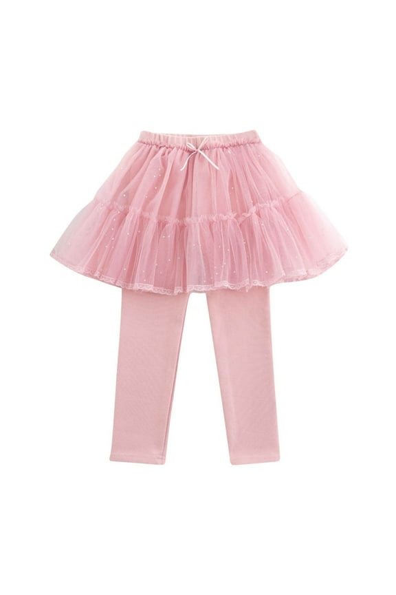 Mikilon Girls Leggings with Skirt Lace Ruffle Tutu Skirt Pants for Kids Footless Leggings 1-10 Years