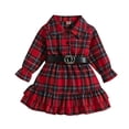 thumbnail image 1 of Mikilon Girls Long Sleeve Dress Kids Fall Peter Pan Collar Uniform Dresses 8-12 Years, 1 of 9
