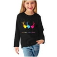 thumbnail image 1 of Fesfesfes Girls Long Sleeve Pullover Shirts Casual Fashion Crewneck Love Print Tops Loose Fits Plain Tunic Blouses for 3-14Years(Black,5 Years), 1 of 5