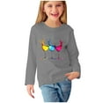 thumbnail image 1 of Fesfesfes Girls Long Sleeve Pullover Shirts Casual Fashion Crewneck Love Print Tops Loose Fits Plain Tunic Blouses for 3-14Years(Gray,5 Years), 1 of 5