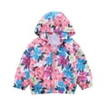 thumbnail image 1 of Fesfesfes Girls New Jackets Floral Print Zipper Hooded Tops Spring and Fall Double Layer Windproof Jackets ,Size 3-8 Years, 1 of 3