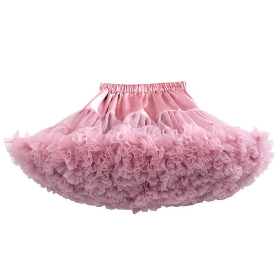 Mikilon Girls Short Tutu Skirts Soft Yarn Breathable Mesh Puffy Skirt Solid Color Elastic Waist Skirts