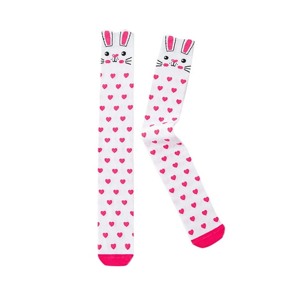 Fesfesfes Girls' Socks Color Blocked High Tube Socks Cute Graphic Print Knee High Stockings