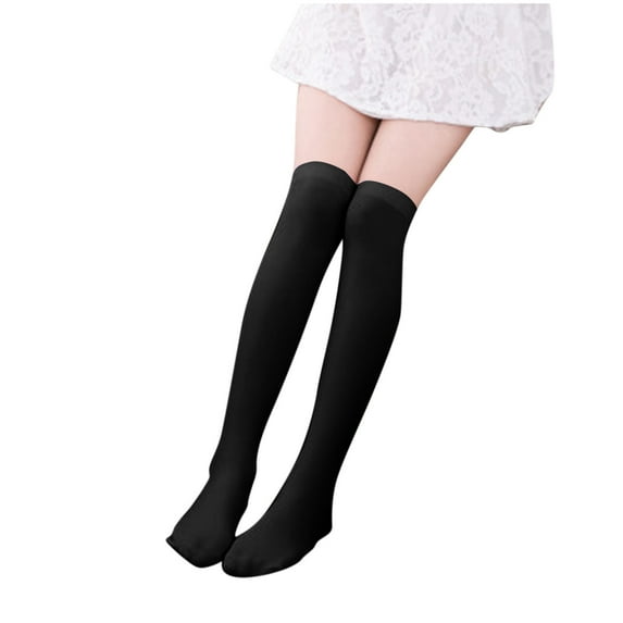 Mikilon Girls Socks Spring and Fall Solid Color High Tube Socks Comfortable Over Knee Long Socks