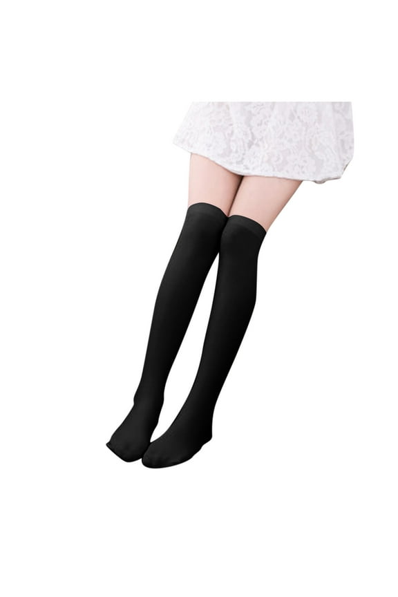 Mikilon Girls Socks Spring and Fall Solid Color High Tube Socks Comfortable Over Knee Long Socks
