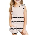 thumbnail image 1 of Mikilon Girls Striped Outfit Sets Size 3-14 Years Round Neck Sleeveless Tops Elastic Waist Wide Leg Pants Comfortable Breathable Homewear Sets, 1 of 1