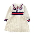 thumbnail image 1 of Mikilon Girls Sweater Dress Size 3-7 Years V-Neck Stretchy and Striped Waist Dress Fall and Winter Casual Long Sleeve Dress Stylish Versatile Comfortable Clothes, 1 of 7