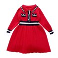 thumbnail image 1 of Fesfesfes Girls Sweater Dress Size 3-7 Years V-Neck Stretchy and Striped Waist Dress Fall and Winter Casual Long Sleeve Dress Stylish Versatile Comfortable Clothes, 1 of 3