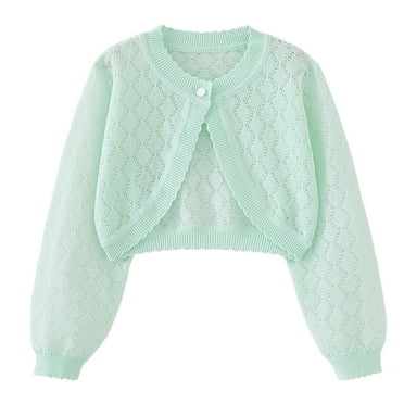Mikilon Girls Sweaters Size 6 Years Comfortable Solid Color Long Sleeve Cutout Sweaters Button-Up Knitted Sweaters Spring and Fall Cute Clothes