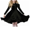 thumbnail image 1 of Mikilon Girls Velvet Dress Ruffled Long Sleeve Casual Spring Fall Dress Princess Christmas Party Dress Winter Outfits, 1 of 4